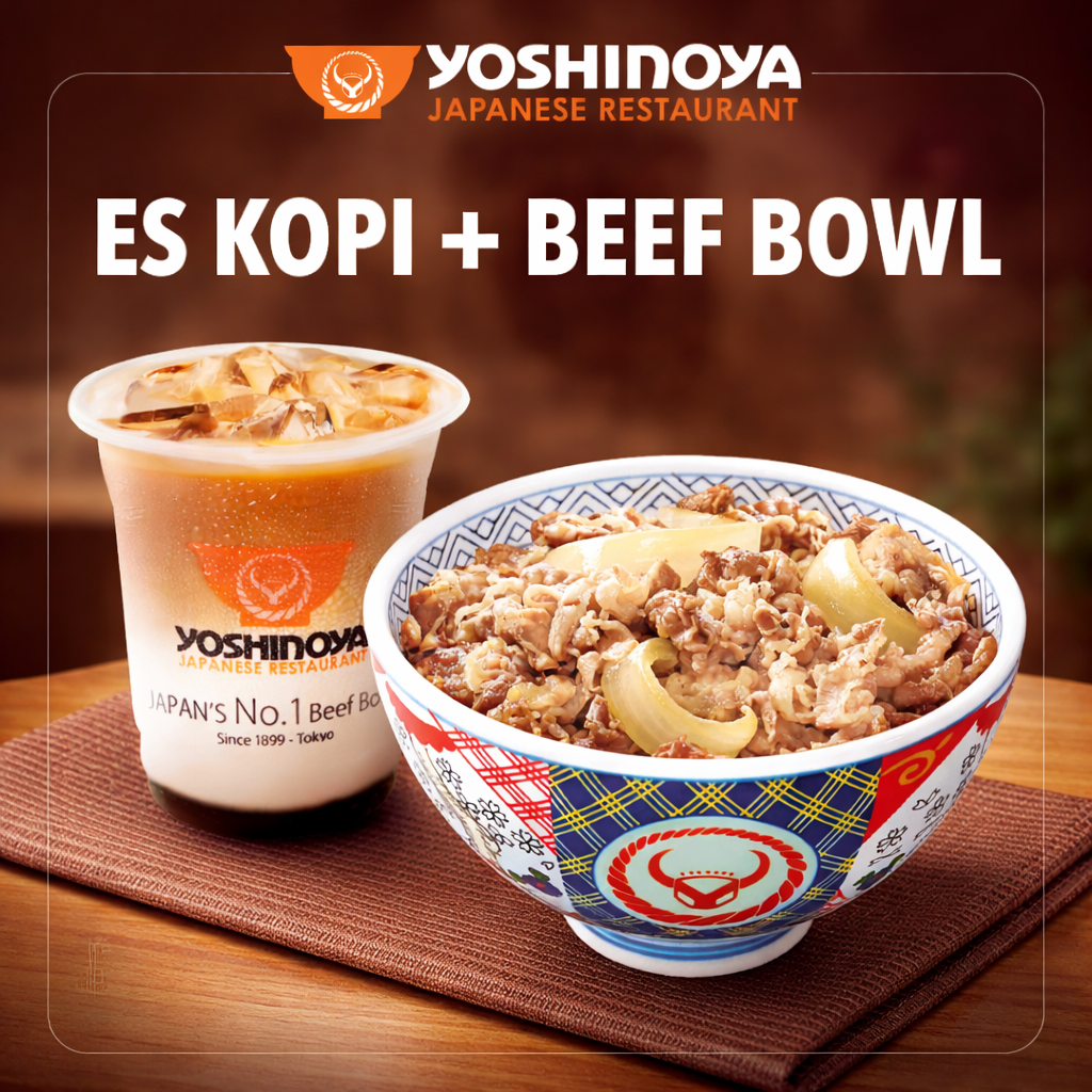 Foto Es Kopi + Beef Bowl